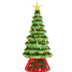 Raz Imports Raz 13.75" Battery Operated Rotating Lighted Ceramic Christmas Tree 4319111 Clearance