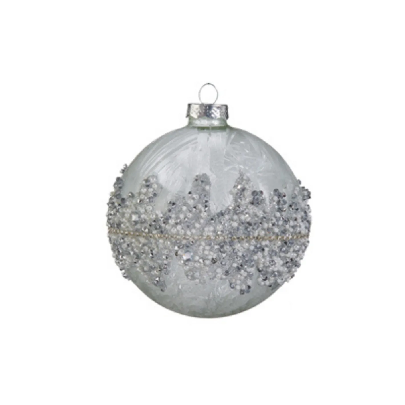 Raz Imports Raz 4" Beaded Silver Glass Christmas Ornament 4422861 Sale
