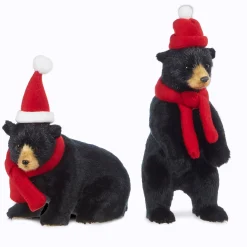 Raz Imports Raz 8" Black Bear with Scarf and Hat Ornament or Figure Set of 2 4350113