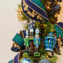 Raz Imports Raz 8" Black Watch Plaid and Delft Nutcracker Glass Christmas Ornaments Set of 3 4452873 Discount