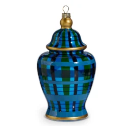 Raz Imports Raz 6" Black Watch Plaid Ginger Jar Glass Christmas Ornament 4452875