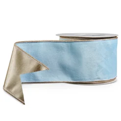 Raz Imports Raz 4" Blue Velvet with Champagne Back Wired Christmas Ribbon R4527831 Discount