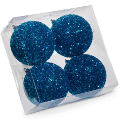 Raz Imports Raz 4" Box of 4 Blue Glittered Christmas Ornaments 4532899 Online