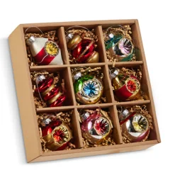 Raz Imports Raz 2" Box of 9 Multicolor Vintage Glass Christmas Ornament 4520926
