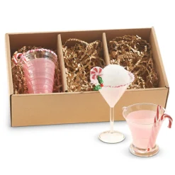 Raz Imports Raz 5.25" Box of 3 Peppermint Cocktail Glass Christmas Ornaments 4320914 New