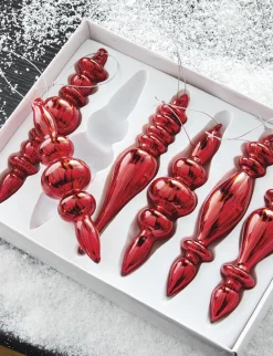 Raz Imports Raz 6.5" Box of Red Finial Glass Christmas Ornaments 4122819