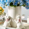 Raz Imports Raz 10.25" Bunnies with Basketweave Pattern Easter Vase 4409806 New