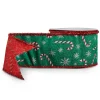 Raz Imports Raz 4" Candy Cane with Tinsel Edge Green and Red Wired Christmas Ribbon R4552155 Hot