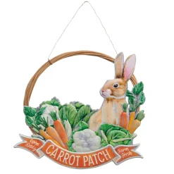 Raz Imports Raz 14.25" Carrot Patch Bunny Wreath with Metal Easter Sign 4411202