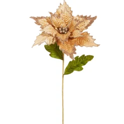 Raz Imports Raz 27" Champagne Gold Velvet Poinsettia Stem Christmas Tree Pick F4306732