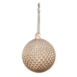 Raz Imports Raz 4" Champagne Quilted Glass Ball Christmas Ornament 4422946 Sale
