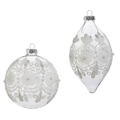Raz Imports Raz 4" Clear Frosted Glass Christmas Ornament 4422833 Sale