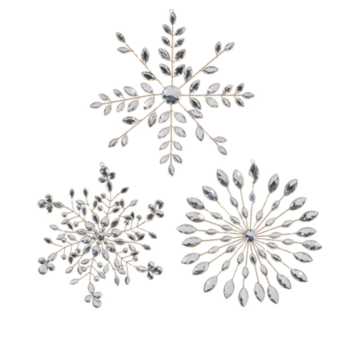 Raz Imports Raz 10.5" Clear Jeweled Snowflake Christmas Ornament Set of 3 4513578
