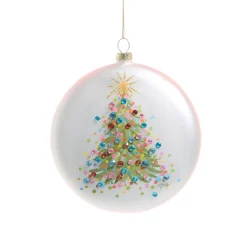 Raz Imports Raz 5" Confetti Tree Disc Glass Christmas Ornament 4524995 Clearance