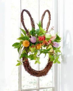 Raz Imports Raz 23" Easter Bunny Head Wreath with Flowers and Eggs W4506618 Sale