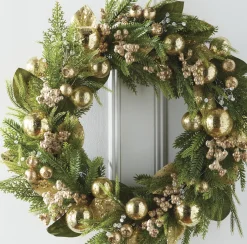 Raz Imports Raz 28" Evergreen and Gold Christmas Wreath W4202352