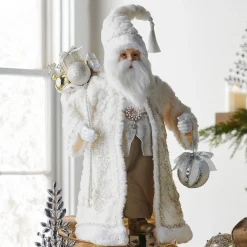 Raz Imports Raz 22" Father Christmas with White Fur Coat Christmas Figure 4510479 Outlet