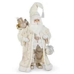 Raz Imports Raz 22" Father Christmas with White Fur Coat Christmas Figure 4510479 Outlet