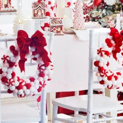 Raz Imports Raz 13" Felt Peppermint Pink Christmas Wreath W4316416 Clearance