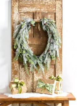 Raz Imports Raz 36" Flocked Oval Cedar and Pinecone Christmas Wreath W4309881 Clearance