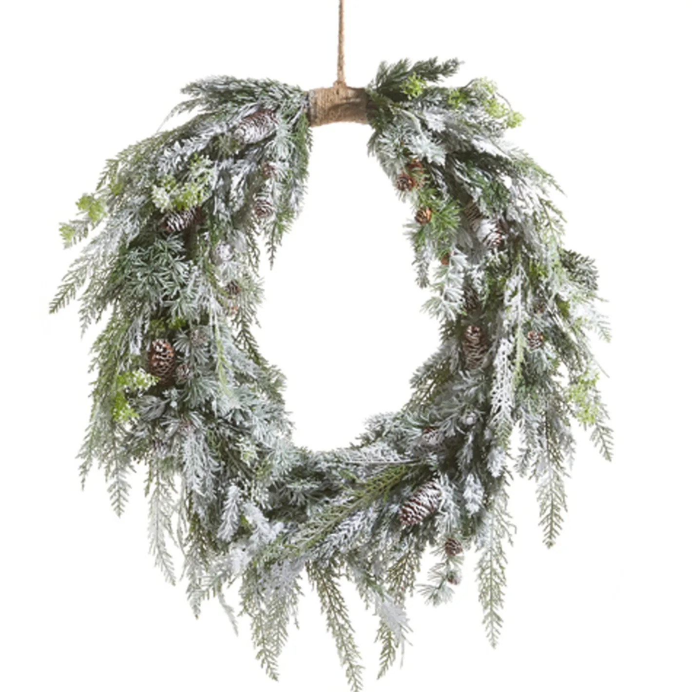 Raz Imports Raz 36" Flocked Oval Cedar and Pinecone Christmas Wreath W4309881 Clearance