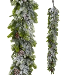Raz Imports Raz 5.5' Flocked Real Feel Pine and Pinecone Christmas Garland G4441753 Discount