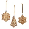 Raz Imports Raz 4" Gingerbread Cookie Snowflakes and Tree Glass Christmas Ornament Set of 3 4420882 Best