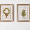 Raz Imports Raz 12" Gingerbread Gingham Greenery Framed Print Set of 2 Christmas Decoration 4444547 Best