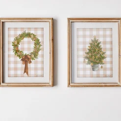 Raz Imports Raz 12" Gingerbread Gingham Greenery Framed Print Set of 2 Christmas Decoration 4444547 Best