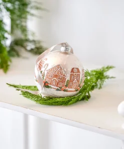 Raz Imports Raz 5" Gingerbread House Ball Glass Christmas Ornament 4424581 Clearance