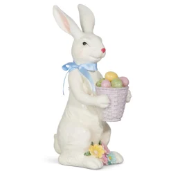Raz Imports Raz 15" Glittered Bunny with Basket Easter Figure Decoration 4501613