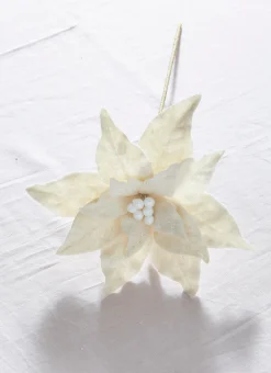 Raz Imports Raz 19.5" Glittered White Poinsettia Christmas Pick F4306668 Clearance