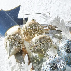 Raz Imports Raz 6" Gold Beaded Glass Christmas Ornament 4022874 Sale