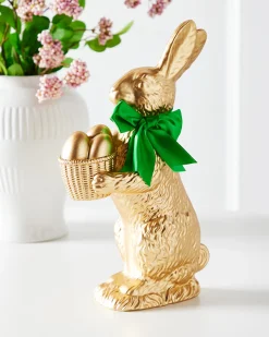 Raz Imports Raz 14" Gold Chocolate Bunny with Eggs Basket Figure 4510272 Online