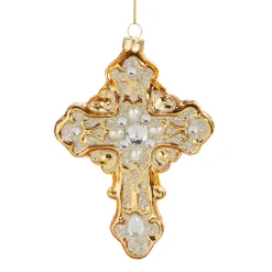 Raz Imports Raz 5.25" Gold Cross Glass Christmas Ornament 4552936 Best