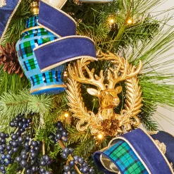 Raz Imports Raz 6" Gold Deer with Wreath Emblem Christmas Ornament 4438857 Sale