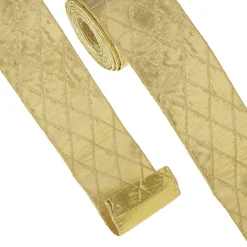 Raz Imports Raz 4" Gold Diamond Patterned Wired Christmas Ribbon R4371770 Hot