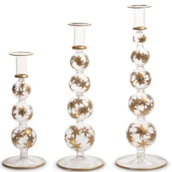 Raz Imports Raz 14.25" Gold Etched Snowflake Glass Christmas Candle Sticks Set of 3 4424628