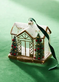 Raz Imports Raz 4.5" Gold House Glass Christmas Ornament 4324585 Sale
