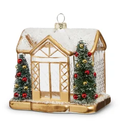 Raz Imports Raz 4.5" Gold House Glass Christmas Ornament 4324585 Sale