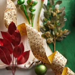 Raz Imports Raz 4" Gold Jeweled Wired Christmas Ribbon R4371756