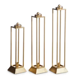 Raz Imports Raz 19" Gold Taper Candle Holder Lanterns Set of 3 X4428049 Clearance