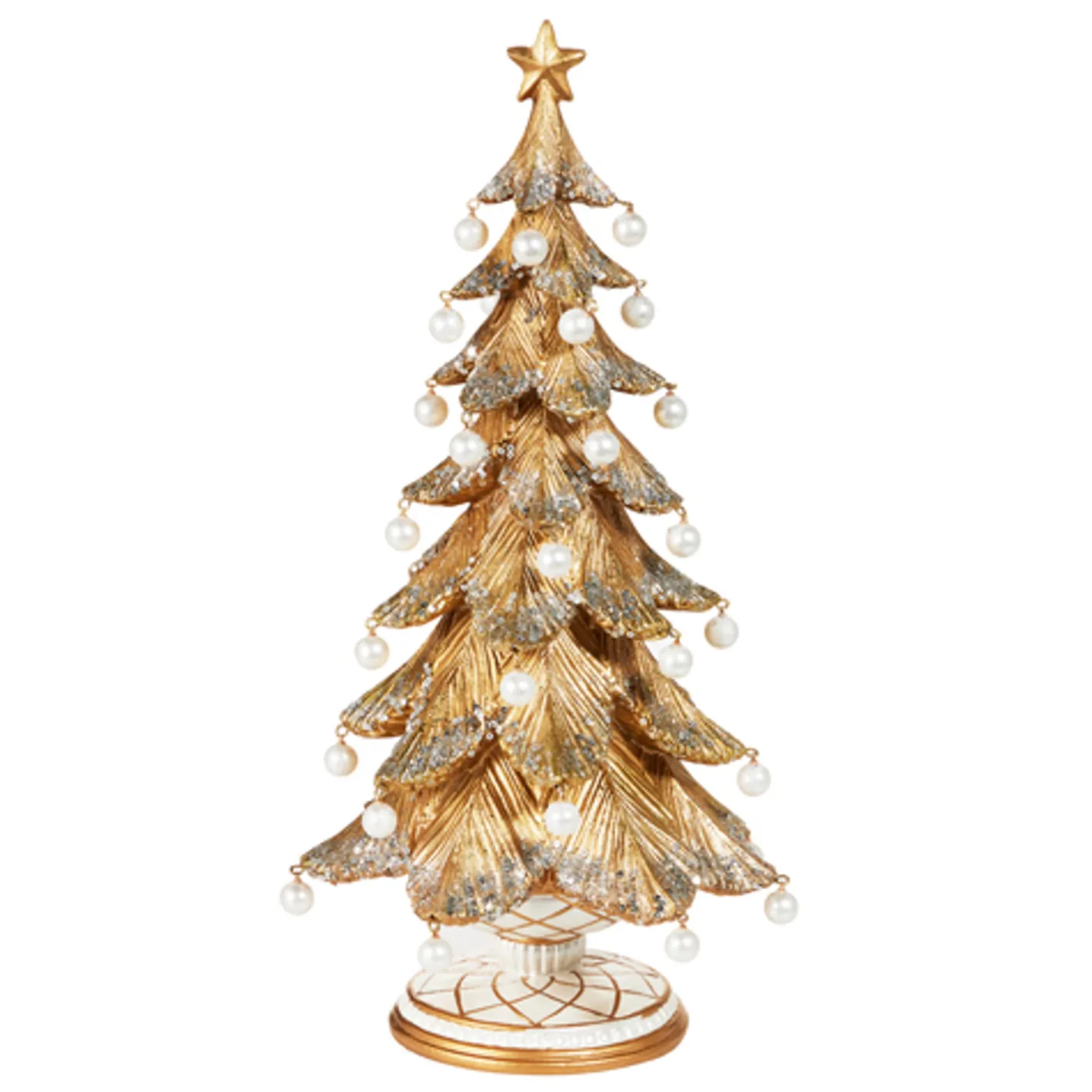 Raz Imports Raz 18" Gold Tree with Pearls Christmas Figure Decoration 4510518 Outlet