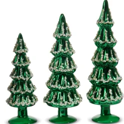 Raz Imports Raz 13.5" Green Beaded Glass Christmas Tree Figures Set of 3 4533307 Hot