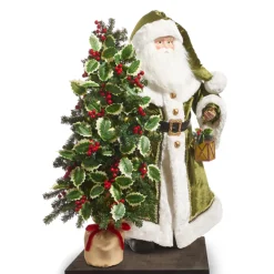 Raz Imports Raz 37" Green Santa with Lighted Tree Christmas Decoration 4415594 Hot