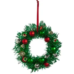 Raz Imports Raz 8" Green Tinsel Ball Wreath Christmas Ornament 4419054 New