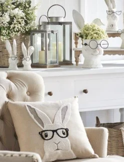 Raz Imports Raz 18" Hipster Bunny with Glasses Easter Throw Pillow 4345517 Hot