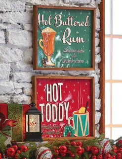 Raz Imports Raz 20" Hot Toddy and Buttered Rum Framed Metal Christmas Sign 4136300 New
