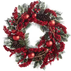 Raz Imports Raz 28" Iced Berry and Ornament Christmas Wreath W4302480 Sale