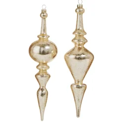 Raz Imports Raz 12" Large Gold Textured Finial Glass Christmas Ornament 4324554 Hot